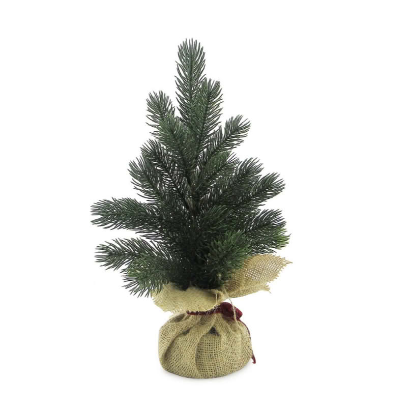 Pino verde in sacco di juta alto 30 cm, 15 cm di diametro, perfetto come decorazione di Natale